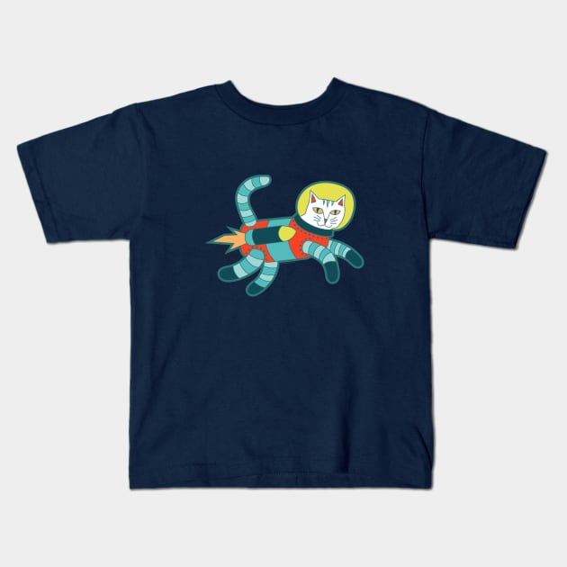 Catstronaut Kids T-Shirt by pinkowlet